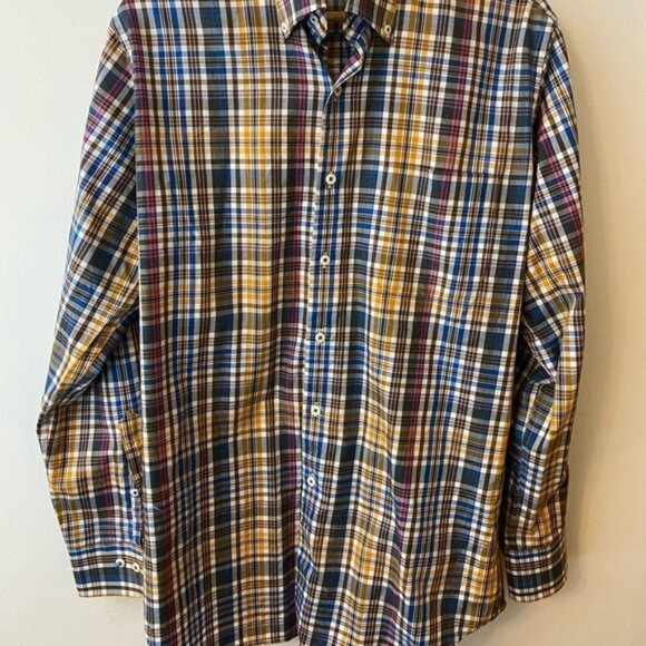 Peter Millar 100% Cotton Plaid Fall Tone Button Down - Picture 6 of 8